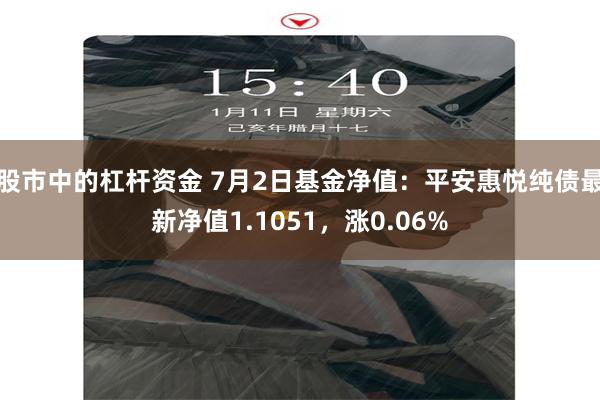 股市中的杠杆资金 7月2日基金净值:平安惠悦纯债最新净值1.1051,涨0.06%