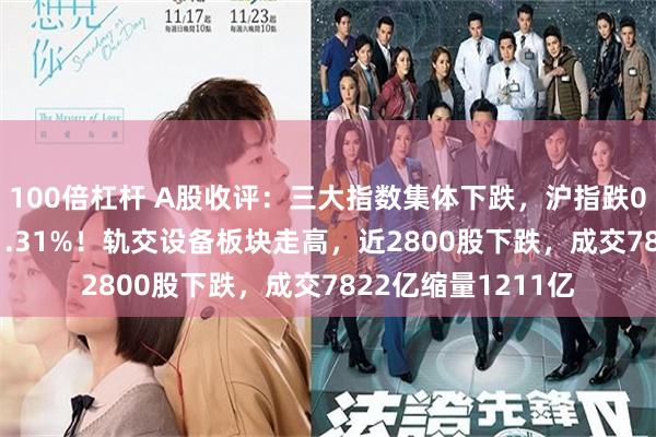 100倍杠杆 A股收评:三大指数集体下跌,沪指跌0.17%创业板指跌1.31%!轨交设备板块走高,近2800股下跌,成交7822亿缩量1211亿