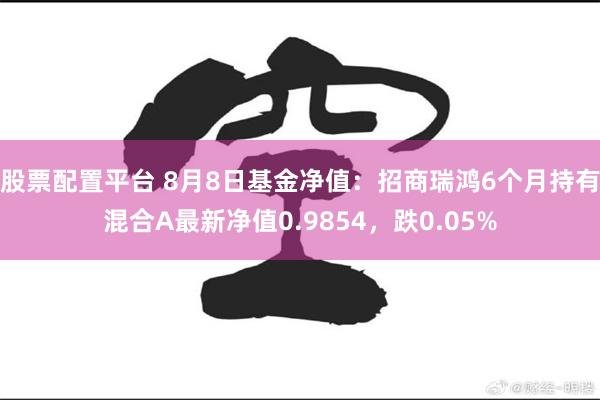 股票配置平台 8月8日基金净值:招商瑞鸿6个月持有混合A最新净值0.9854,跌0.05%