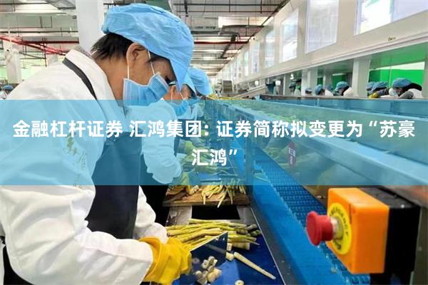 金融杠杆证券 汇鸿集团: 证券简称拟变更为“苏豪汇鸿”